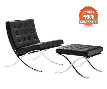 Black Barcelona Chair  With Ottoman